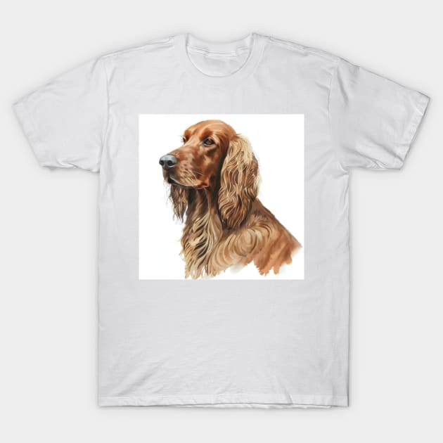 Side Profile Watercolor Portrait of an Irish Red Setter T-Shirt by designs4days